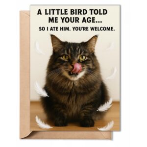 Funny Birthday Cards for Cat Lovers featuring a playful cat. Premium import available at Curat Cart, perfect for cat enthusiasts.