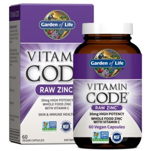Discover authentic Garden of Life Vitamin Code Raw Zinc, 30mg, 60 vegan capsules for immune health and vitality.