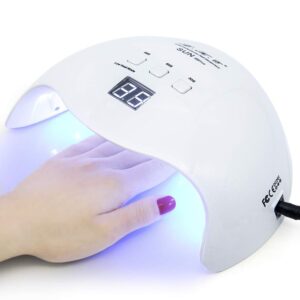 Premium imported LKE Nail Polish Lamp showcasing a hand with polished nails under the light, available at Curat Cart.