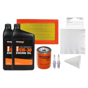 Premium import Generac 20Kw-22Kw Maintenance Kit with synthetic oil, filter, and spark plugs, available at Curat Cart.