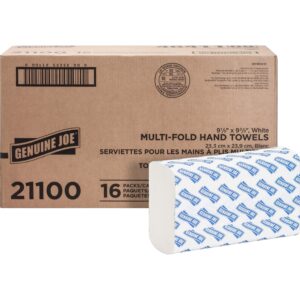 Genuine Joe Multifold Hand Towels in premium import packaging, ideal for stylish and functional use. Available at Curat Cart.