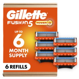 Authentic Gillette Fusion5 Power Razor Refills, 6-pack for up to 6 months of smooth shaving. 100% genuine quality.