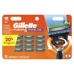 Genuine Gillette Fusion5 ProGlide Razor with 12 cartridges, offering superior comfort and a smooth shave experience.