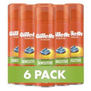 Premium imported Gillette Fusion5 Shave Gel in a 6-pack, ideal for sensitive skin. Available at Curat Cart.