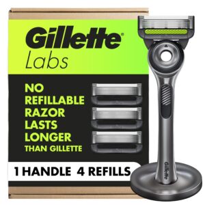 Discover the authentic Gillette Labs Razor for Men, featuring 1 handle and 4 refills for unbeatable shaving performance.