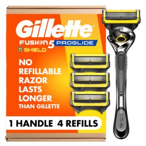 Authentic Gillette ProGlide Shield Razor with 4 long-lasting refills, ensuring a smooth shaving experience.