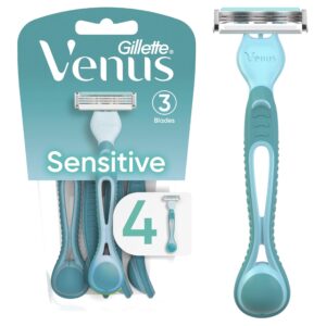 Authentic Gillette Venus Simply 3 Sensitive razors with three blades, designed for a smooth and gentle shaving experience.