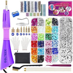 Premium imported GLTECK Hotfix Applicator Kit with tools, gems, and accessories for DIY embellishments, available at Curat Cart.