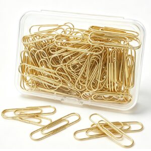 Discover premium imported gold paper clips, 120-count, perfect for organizing documents. Available at Curat Cart.