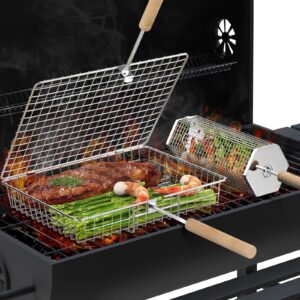 Elevate your grilling with this premium imported grill basket set from Curat Cart, perfect for meats and veggies. Experience culinary excellence.