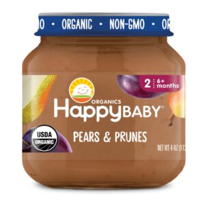 Happy Baby Organic Pears Prunes in premium imported packaging, perfect for babies 6 months and older. Available at Curat Cart.