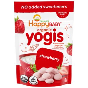 Happy Baby Yogis Strawberries are premium imported organic freeze-dried yogurt bites, perfect for your little ones. Available at Curat Cart.