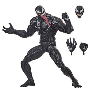100% Genuine Marvel Legends Venom Action Figure, showcasing detailed design with interchangeable heads and hands.