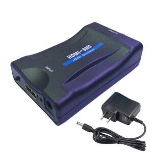 100% Genuine HDMI to BNC Converter Adapter for HD digit video output, includes power adapter for seamless connectivity.