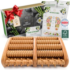 Experience relaxation with the Heldson Wooden Foot Massager Roller, a premium import at Curat Cart. Perfect for ultimate foot care.