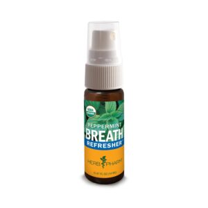 Discover the premium imported Herb Pharm Breath Refresher Spray, a refreshing peppermint solution available at Curat Cart.