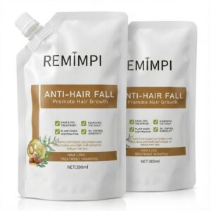 Remimpi Herbal Anti-Fall Shampoo, a premium imported solution for hair loss, now available at Curat Cart for effective scalp nourishment.