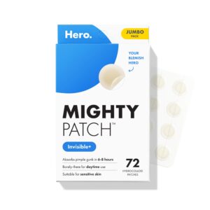Hero Cosmetics Mighty Patch Invisible offers 72 hydrocolloid patches for sensitive skin. Premium import available at Curat Cart.