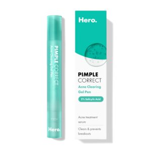 Hero Cosmetics Pimple Correct Gel, a premium import, effectively clears acne with 2% Salicylic Acid. Available at Curat Cart.