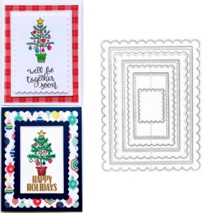 Premium imported hinana Rectangle Frame Metal Die Cuts featuring festive designs, ideal for all occasions. Available at Curat Cart.