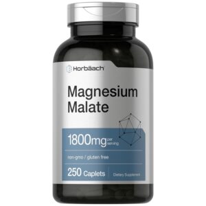 Horbäach Magnesium Malate offers 1800mg of premium imported dietary supplement caplets, available at Curat Cart.