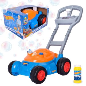 Hot Wheelsƒ?› Bubble Lawn Mower for Toddlers, Bubble Blowing Machines, Indoor/Outdoor Gardening Toy, Birthday Gift for Prechool Girls and Boys, No Batteries Required, Includes Bubble Solution, 2+