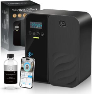 Premium imported Hotel Scent Diffuser Machine from Curat Cart offers Bluetooth control and waterless technology for a luxurious aroma experience.