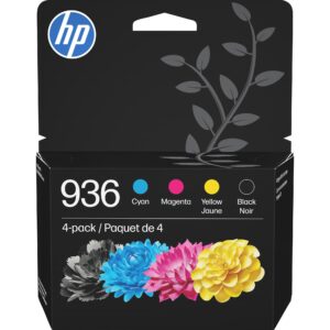 Premium imported HP 936 Ink Cartridges 4-Pack featuring vibrant colors, available at Curat Cart for high-quality printing.