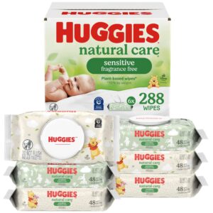 Huggies Natural Care Baby Wipes, premium imported plant-based wipes, available at Curat Cart, perfect for sensitive skin care.