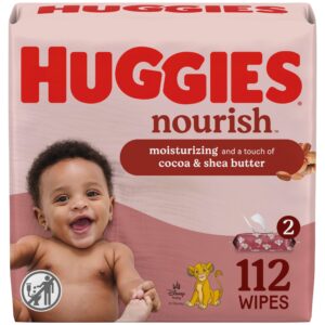 Huggies Nourish Scented Wipes, 112 count, enriched with cocoa and shea butter for gentle skin care. 100% authentic product.