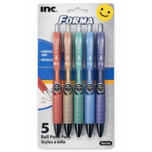 Premium imported INC FORMA Retractable Ballpoint Pens set, featuring a comfortable grip and vibrant colors, available at Curat Cart.
