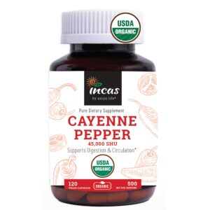 Discover INCAS Organic Cayenne Pepper Capsules, a premium import that supports digestion and circulation. Available at Curat Cart.