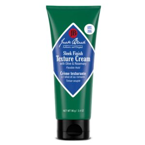 Jack Black Sleek Finish Texture Cream offers a premium imported styling solution, featuring olive and rosemary for flexible hold. Available at Curat Cart.