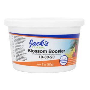 Jack's Blossom Booster Fertilizer, a premium imported plant food with micronutrients for flowering plants, available at Curat Cart.