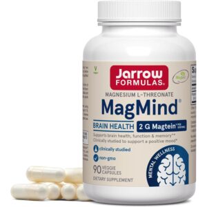 Authentic Jarrow Formulas MagMind, 90 veggie capsules, supports brain health and memory with clinically studied ingredients.