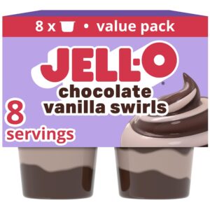 Indulge in Jell-O Pudding Snack Cups, premium imported chocolate vanilla swirls. Available at Curat Cart, perfect for dessert lovers.