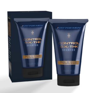 Just for Men Control GX Shampoo, a premium imported solution for gradual grey reduction, available at Curat Cart.
