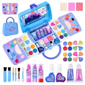 Kids Makeup Kit for Girl Kids Toys Makeup for Kids 50PCS Play Makeup Set Washable Cosmetic Non-Toxic Toddlers Pretend Frozen Makeup Birthday Gifts for Age 3 4 5 6 7 8 9 10 11 12 Years Old