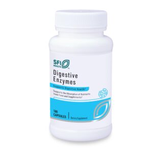 Klaire Labs Digestive Enzymes, a premium import to enhance nutrient absorption. Available at Curat Cart for digestive health.