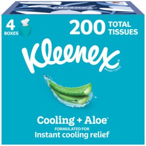 Discover premium imported Kleenex Cooling Aloe Facial Tissues, offering 200 tissues for instant cooling relief. Available at Curat Cart.