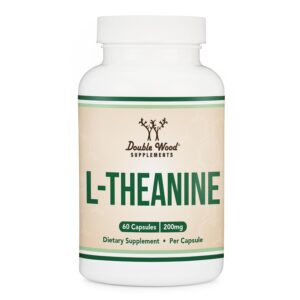 100% Genuine L-Theanine supplement for calmness and focus, featuring 60 capsules of 200mg each. Elevate your wellness.