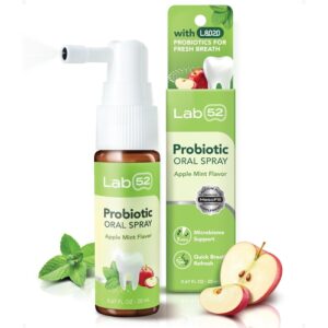 LAB52 Probiotic Oral Spray in Apple Mint flavor, a premium imported solution for fresh breath available at Curat Cart.