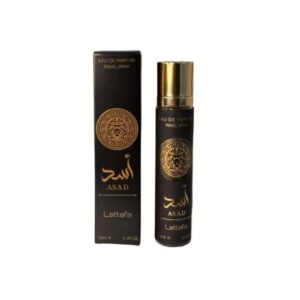 Discover the authentic Lattafa Asad Eau de Parfum, a 100% genuine travel spray for a captivating scent experience.