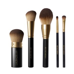Premium imported Laura Geller Makeup Brushes Set featuring sleek black handles and soft bristles, available at Curat Cart.