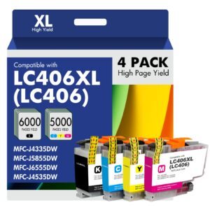 Premium imported Brother Ink Cartridges in a 4-pack, compatible with LC406XL, available at Curat Cart for high page yield.