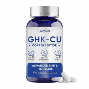 Discover LEVADI GHK-Cu Copper Peptide Supplement, a premium import for advanced skin and hair care. Available at Curat Cart.