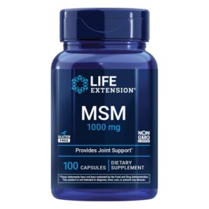 Discover Life Extension MSM 1000 mg, a premium imported dietary supplement for joint support, available at Curat Cart.