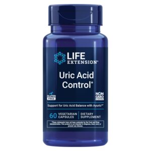 Life Extension Uric Acid Control offers support for uric acid balance in premium imported vegetarian capsules at Curat Cart.