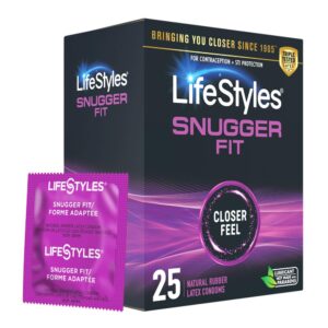 Premium imported Lifestyles Snugger Fit Condoms provide a closer feel for enhanced intimacy. Available at Curat Cart.