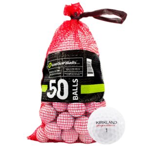 Discover premium imported Kirkland Mix used golf balls in a convenient 50-ball mesh bag, perfect for avid golfers. Shop now at Curat Cart.